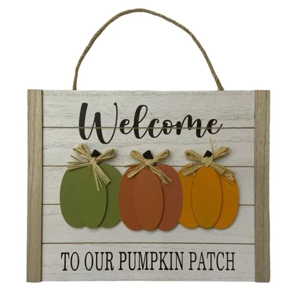 Shabby Chic Wall Hanging Farmhouse Harvest 3D Wood Pumpkin Rustic Multicolor NEW